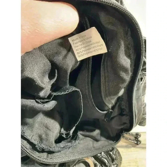 No brand Black Medium sized purse floral and sequin shoulder bag leather handle - Picture 4 of 9